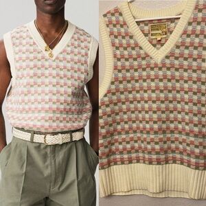Aime Leon Dore sweater vest V neck pastel patchwork plaid Crochet SS22 Large